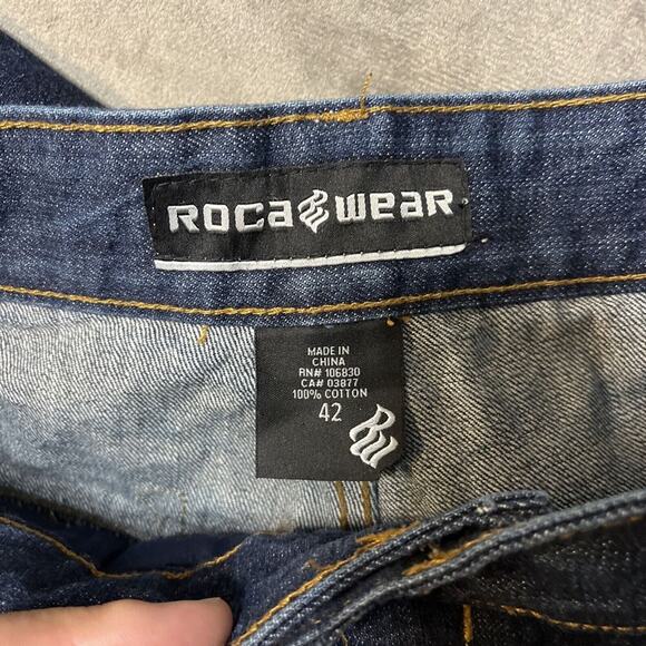 ROCAWEAR JEANS SIZE 42 W. Dark Blue Denim Regular Fit Zip Fly Roca Wear R99 - Picture 6 of 10